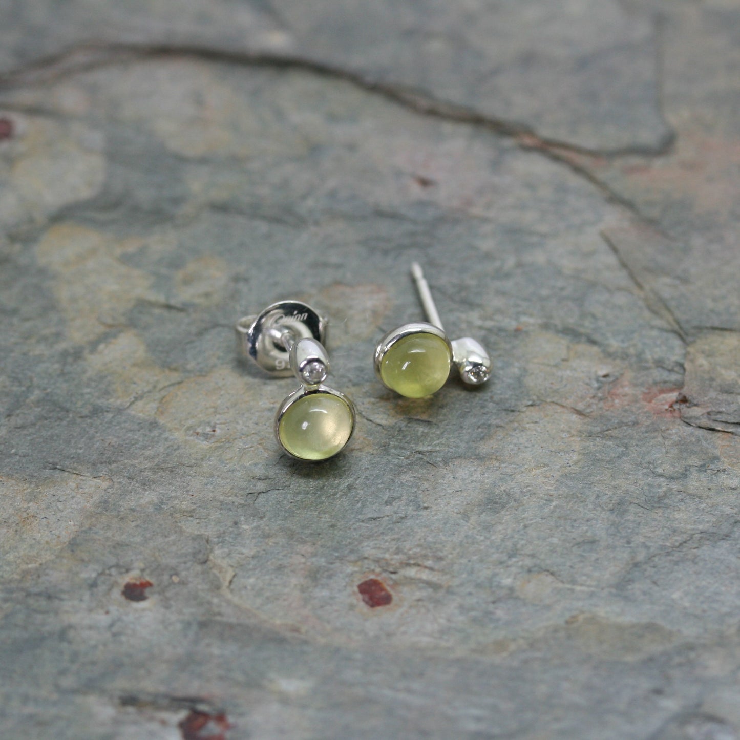 QUINN Silver, Lemon Quartz & Diamond 'Sweet End' Stud Earrings