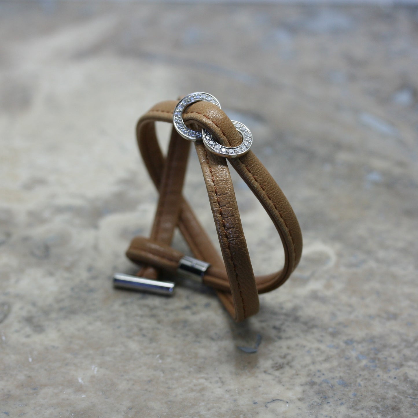 HENRICH & DENZEL Platinum & Diamond 'Moltissimo' Leather Bracelet
