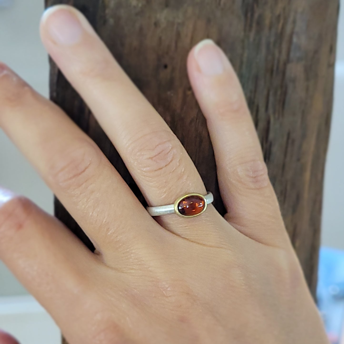 GOODMAN MORRIS Silver & 18ct Yellow Gold 'Puri' Ring