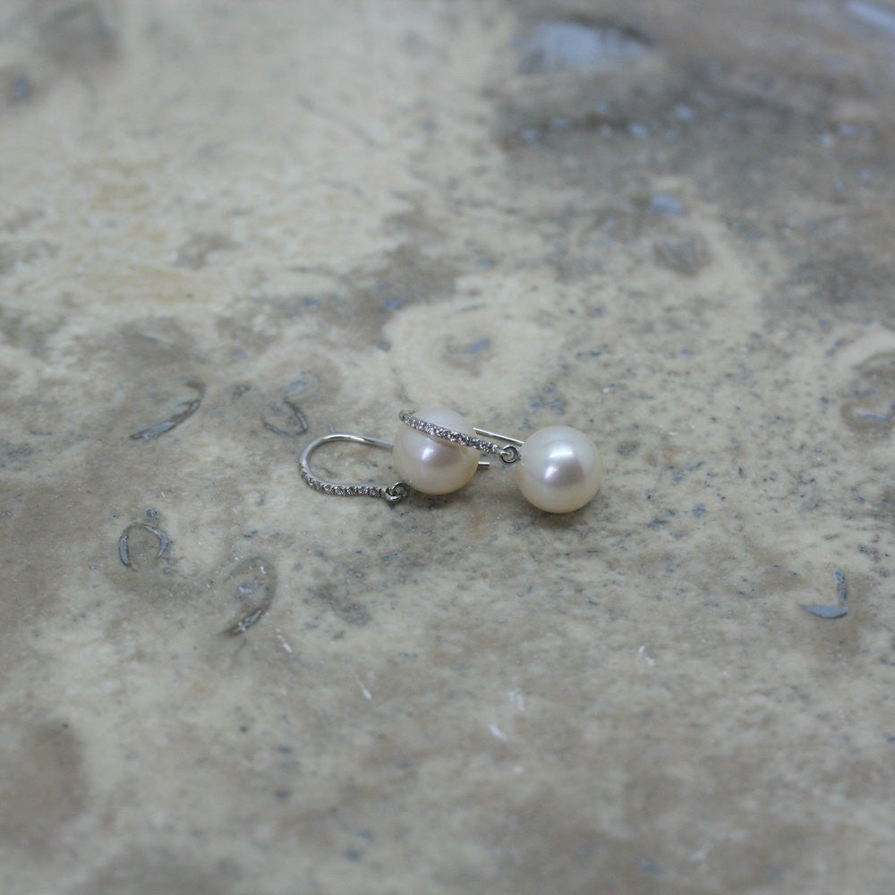 RAW Pearl & Diamond Drop Earrings