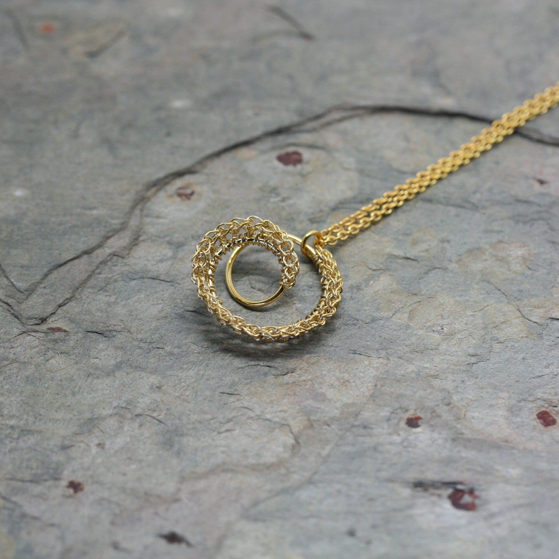 TERI HOWES Silver Hand Crotcheted 'DNA' Pendant