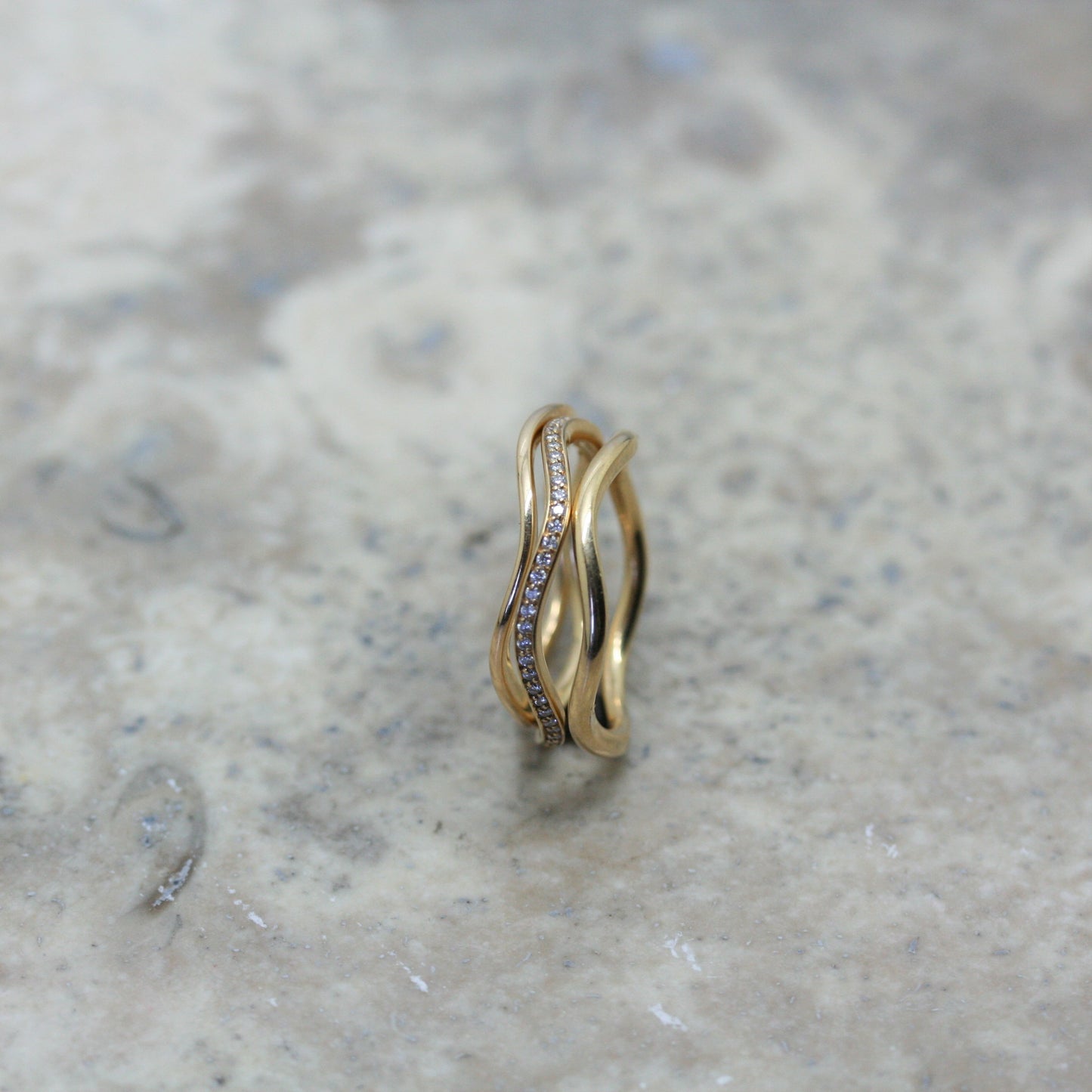HENRICH & DENZEL 18ct Rose Gold 'Diamond Wave' Ring