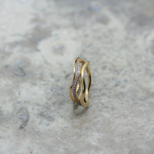 HENRICH & DENZEL 18ct Rose Gold 'Diamond Wave' Ring