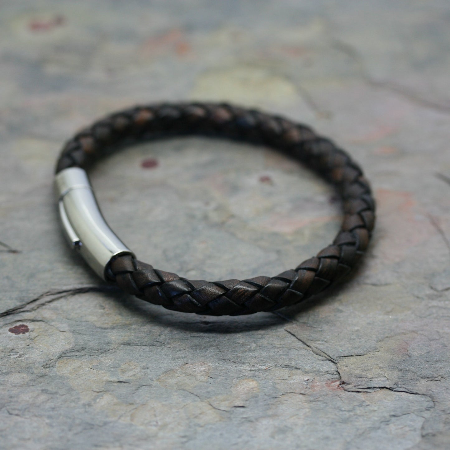 SAN Men's Plaited 'Wide' Leather Bracelet