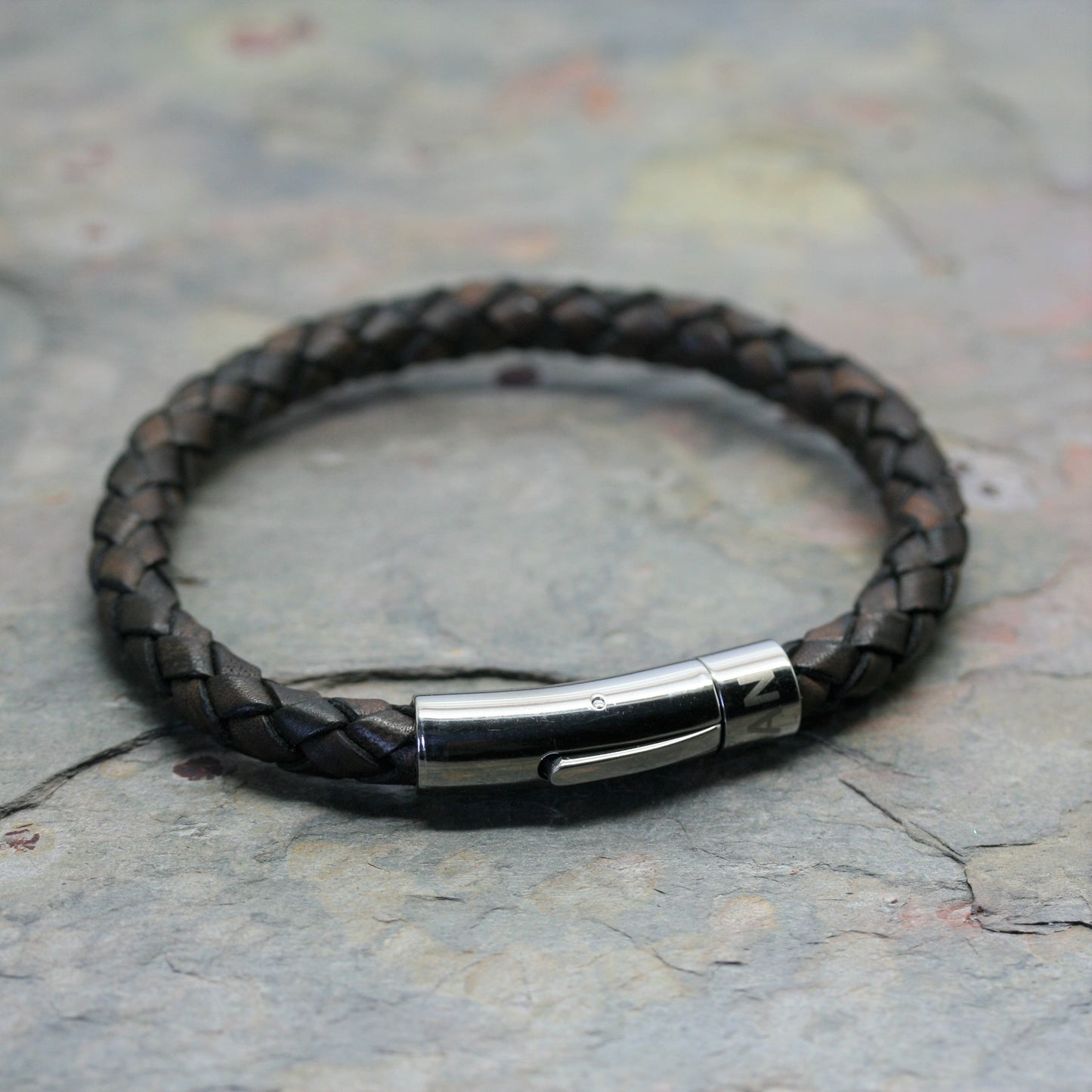 SAN Men's Plaited 'Wide' Leather Bracelet