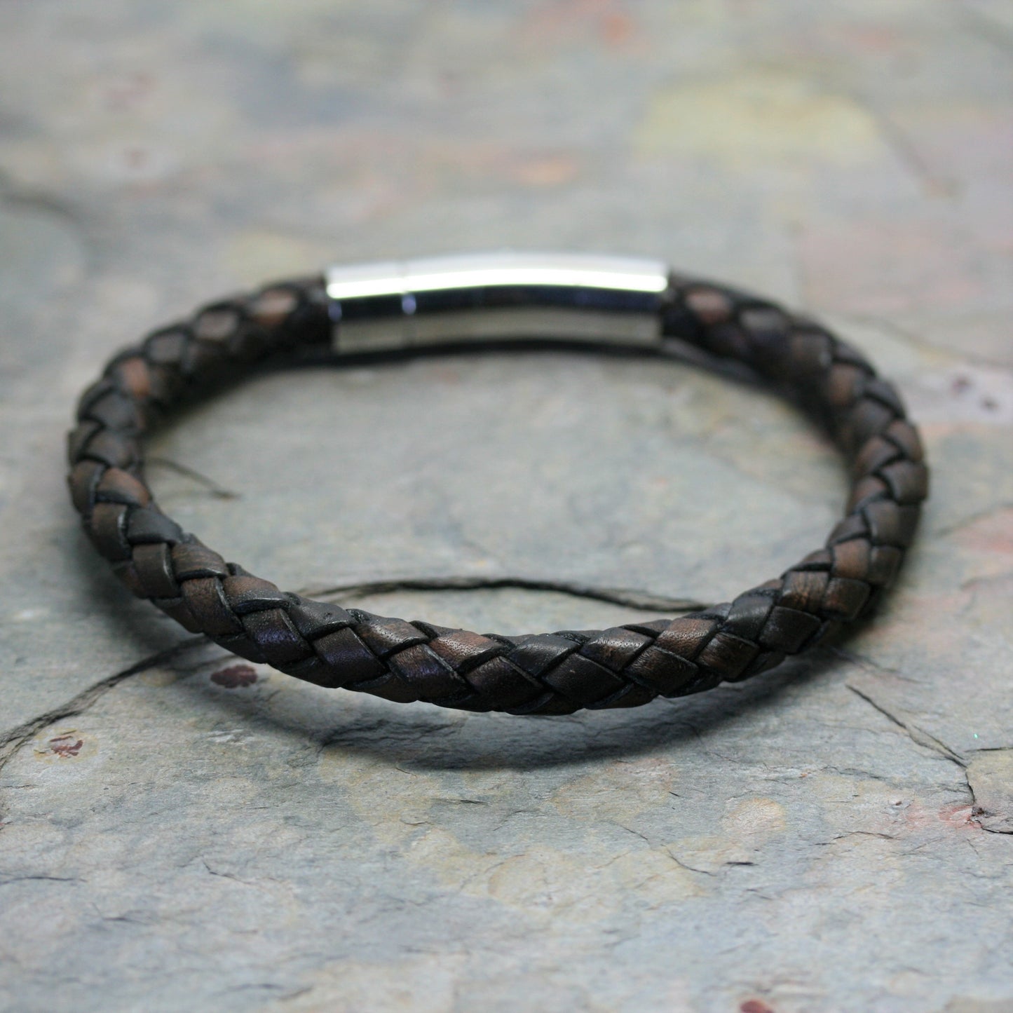 SAN Men's Plaited 'Wide' Leather Bracelet