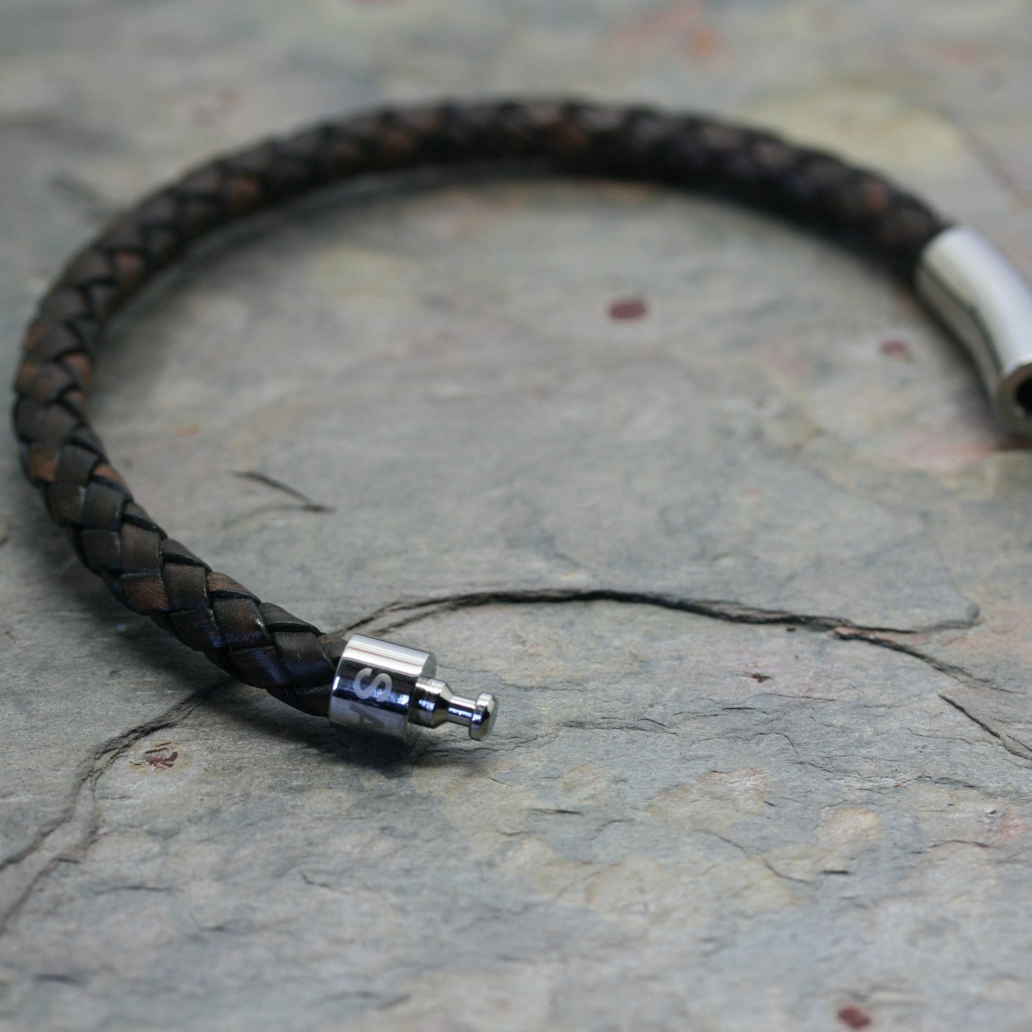 SAN Men's Plaited 'Wide' Leather Bracelet