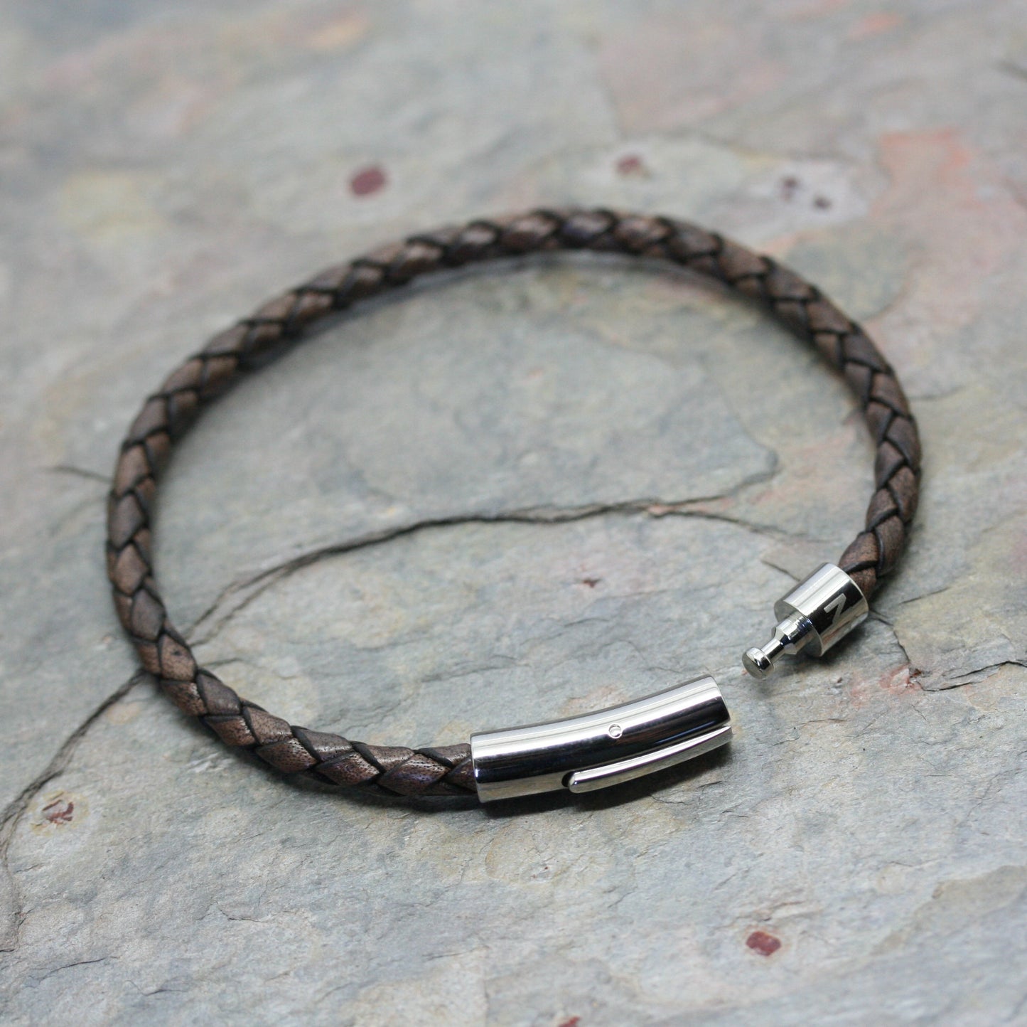 SAN Slim 'Plaited' Leather Bracelet