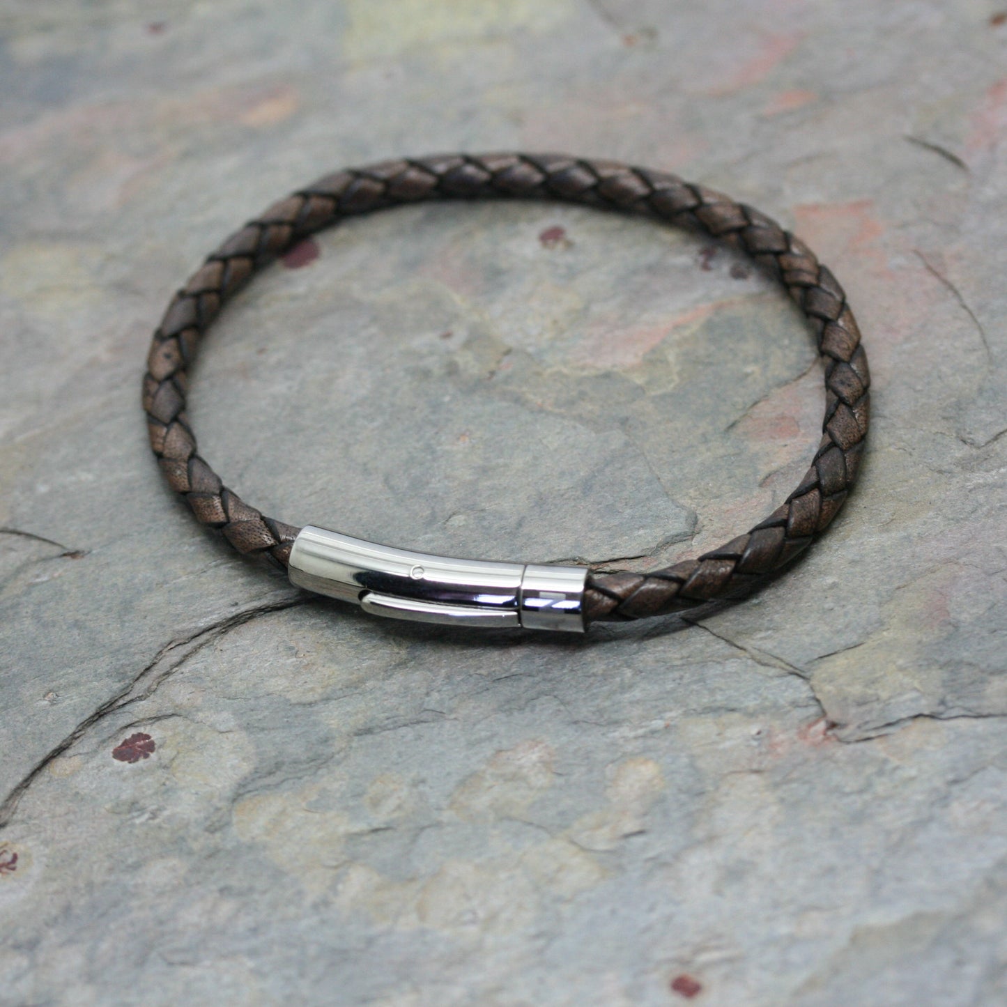 SAN Slim 'Plaited' Leather Bracelet