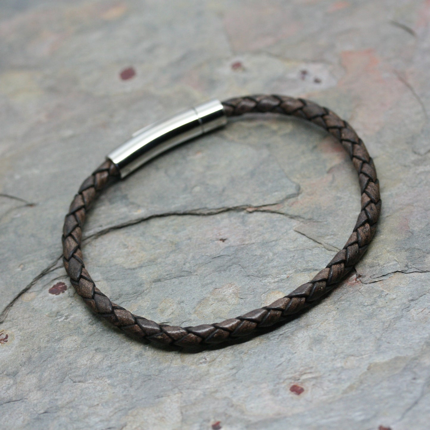 SAN Slim 'Plaited' Leather Bracelet