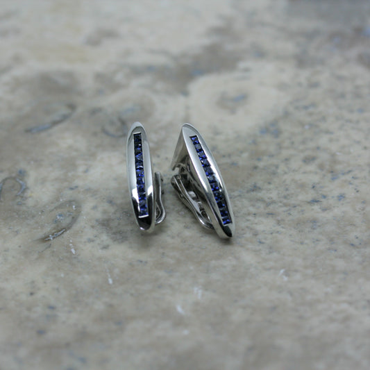 ADAM 18ct white gold and sapphire handbag earrings