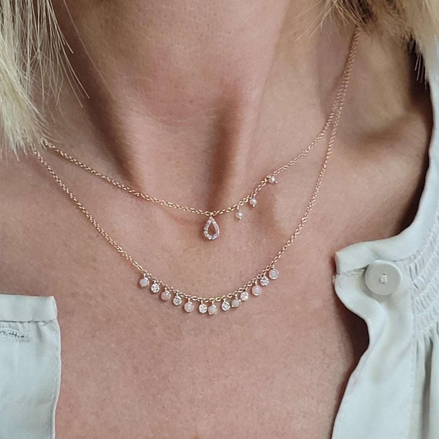 MEIRA T 14ct Rose Gold Opal & Diamond Necklace