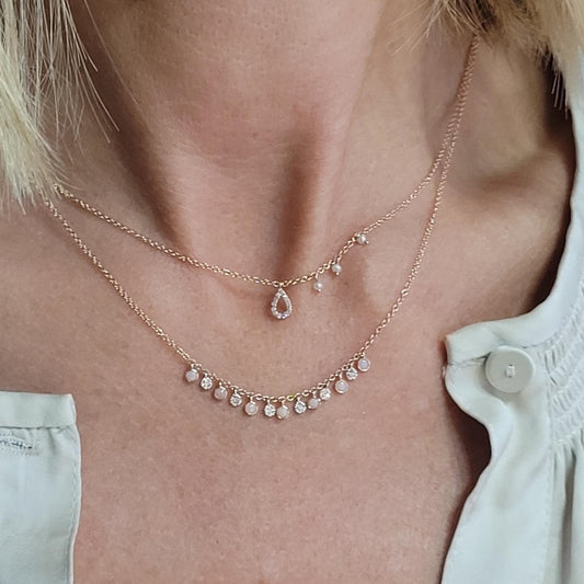 MEIRA T 14ct Rose Gold Opal & Diamond Necklace
