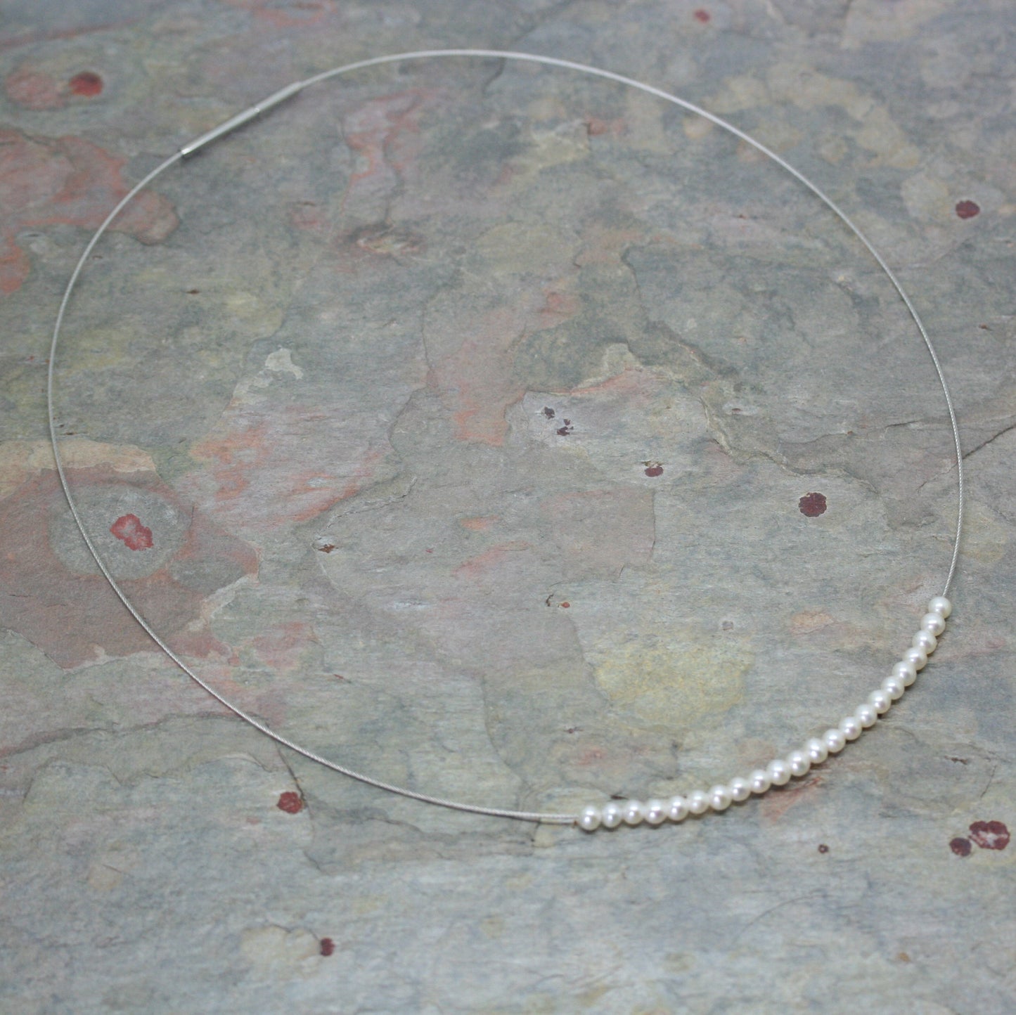 EVA STREPP Gold Plated Stainless Steel 'Pin' Pearl Necklace