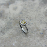 ADAM Platinum Yellow & White Diamond 'Halo' Engagement Ring