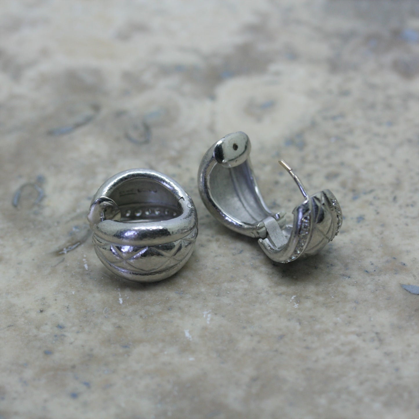 ADAM 18ct White Gold and Diamond 'Quilt' Earrings