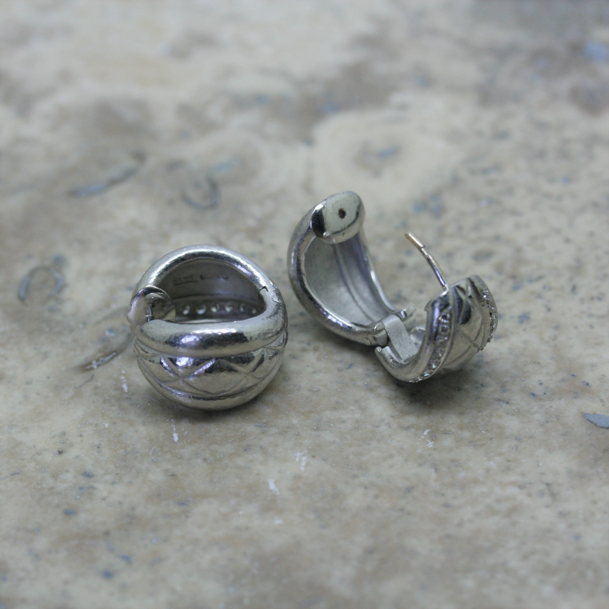 ADAM 18ct White Gold and Diamond 'Quilt' Earrings