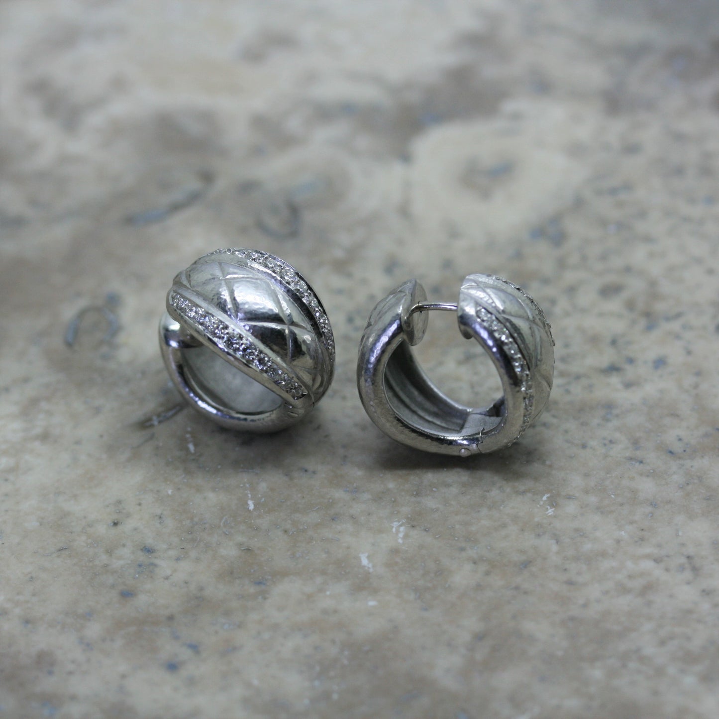 ADAM 18ct White Gold and Diamond 'Quilt' Earrings