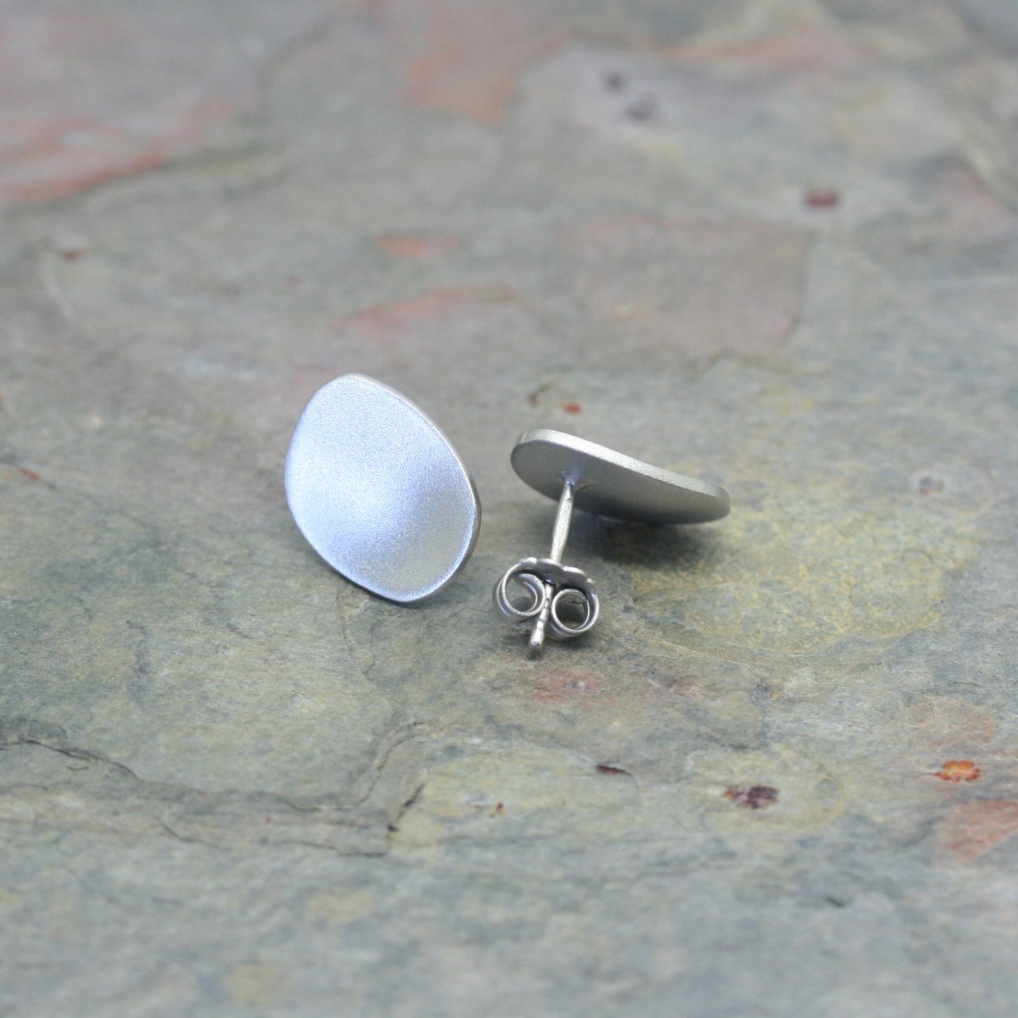 SAN Silver 'Random Shape' Stud Earrings