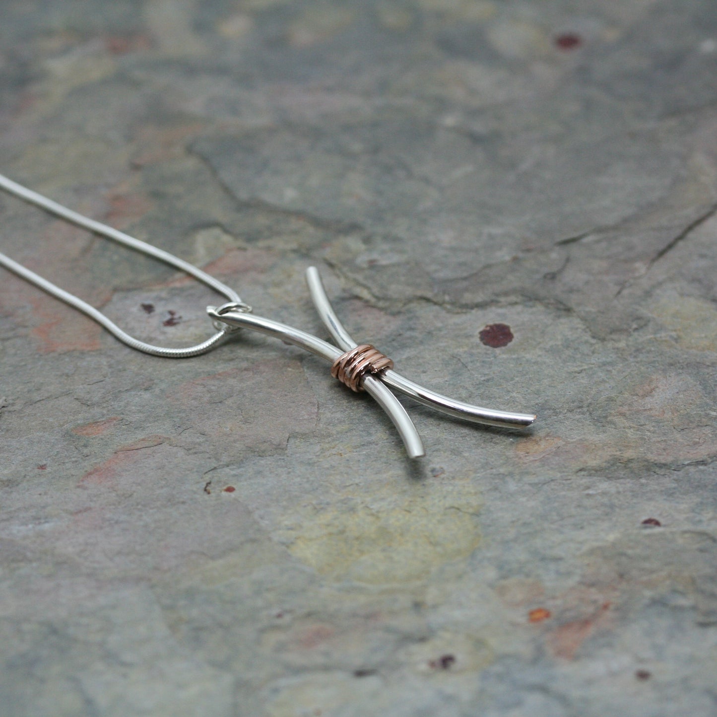 MA Ltd Silver & Rose Gold 'Rebeus' Pendant