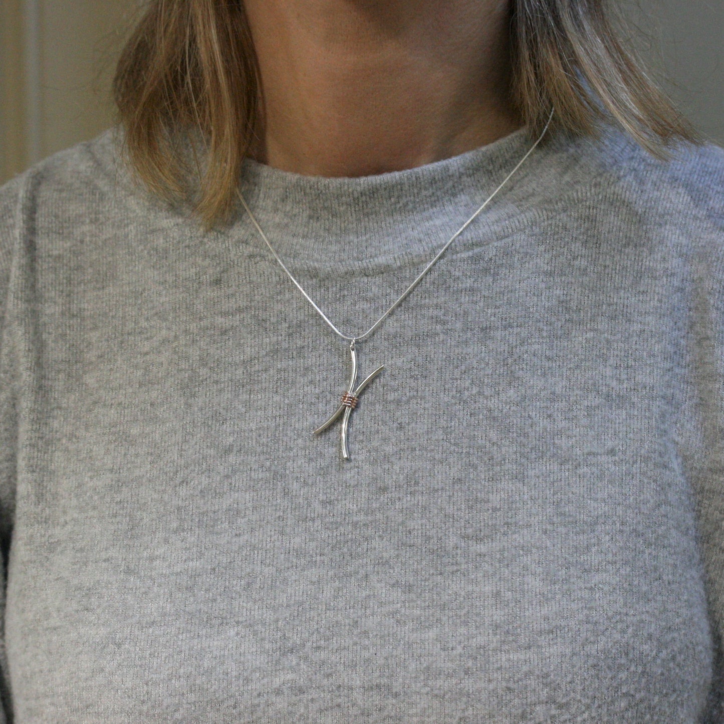 MA Ltd Silver & Rose Gold 'Rebeus' Pendant
