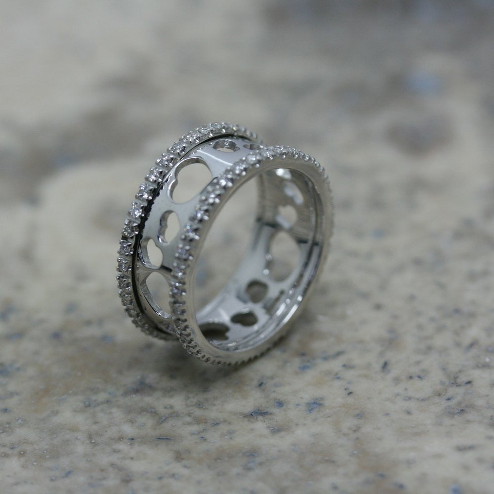 NANIS 18ct White Gold & Diamond 'Heart-Filigree' Ring