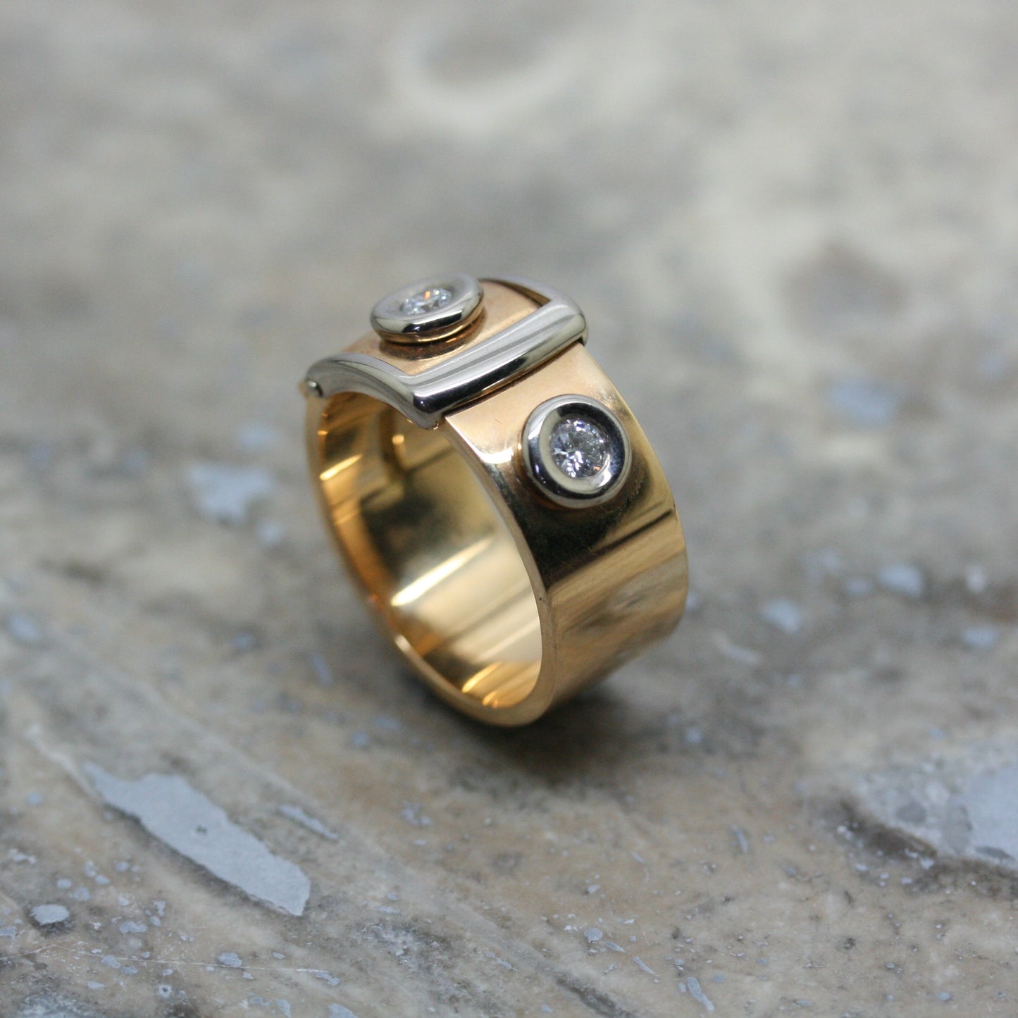ADAM 18ct Rose Gold & Diamond 'Strap' Ring