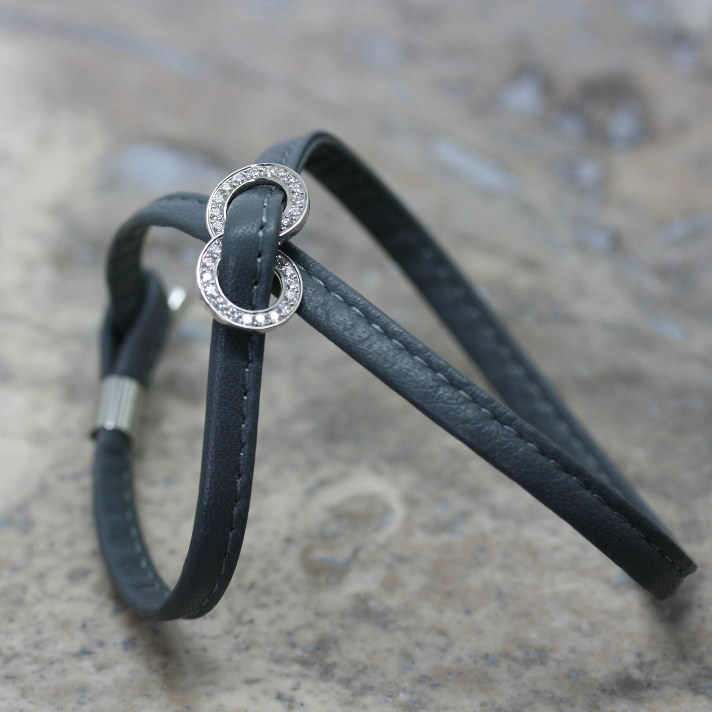 HENRICH & DENZEL Platinum & Diamond 'Moltissimo' Leather Bracelet