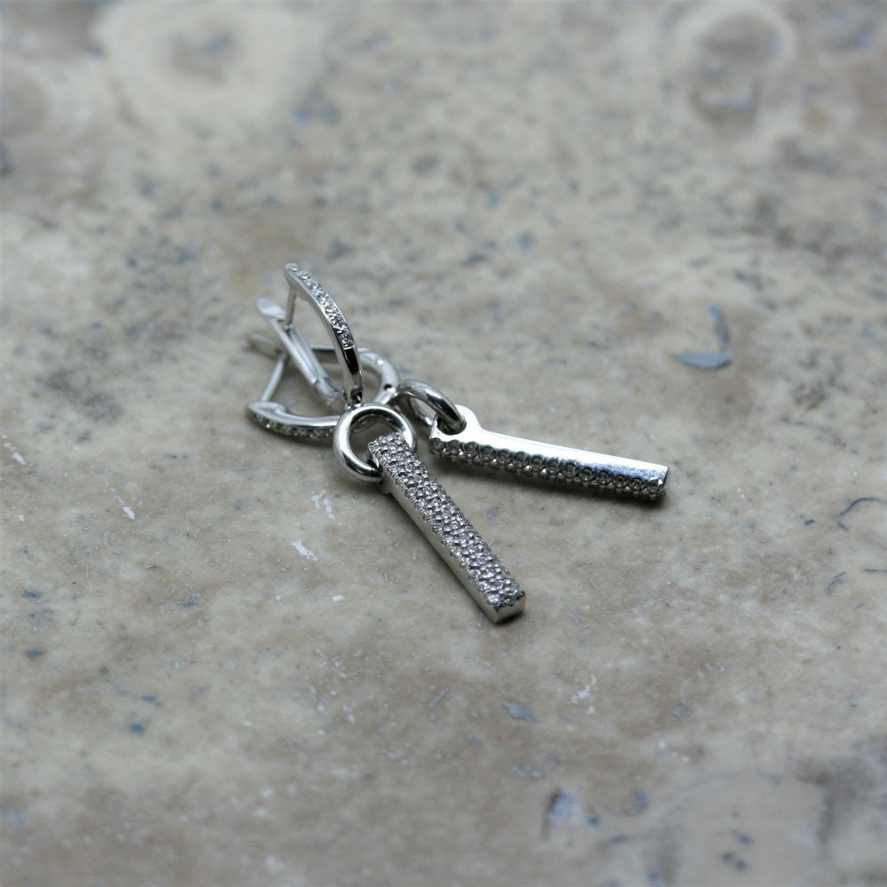 SOLEY 18ct White Gold & Diamond 'Dangle Bar' Earrings