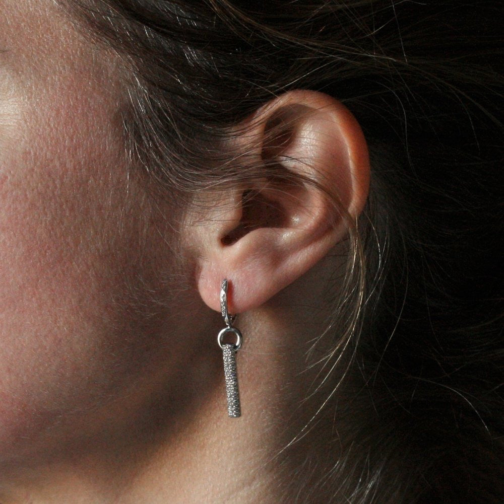 SOLEY 18ct White Gold & Diamond 'Dangle Bar' Earrings