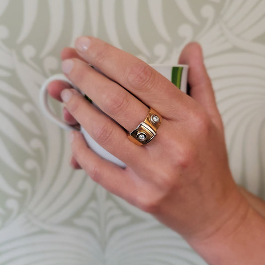 ADAM 18ct Rose Gold & Diamond 'Strap' Ring