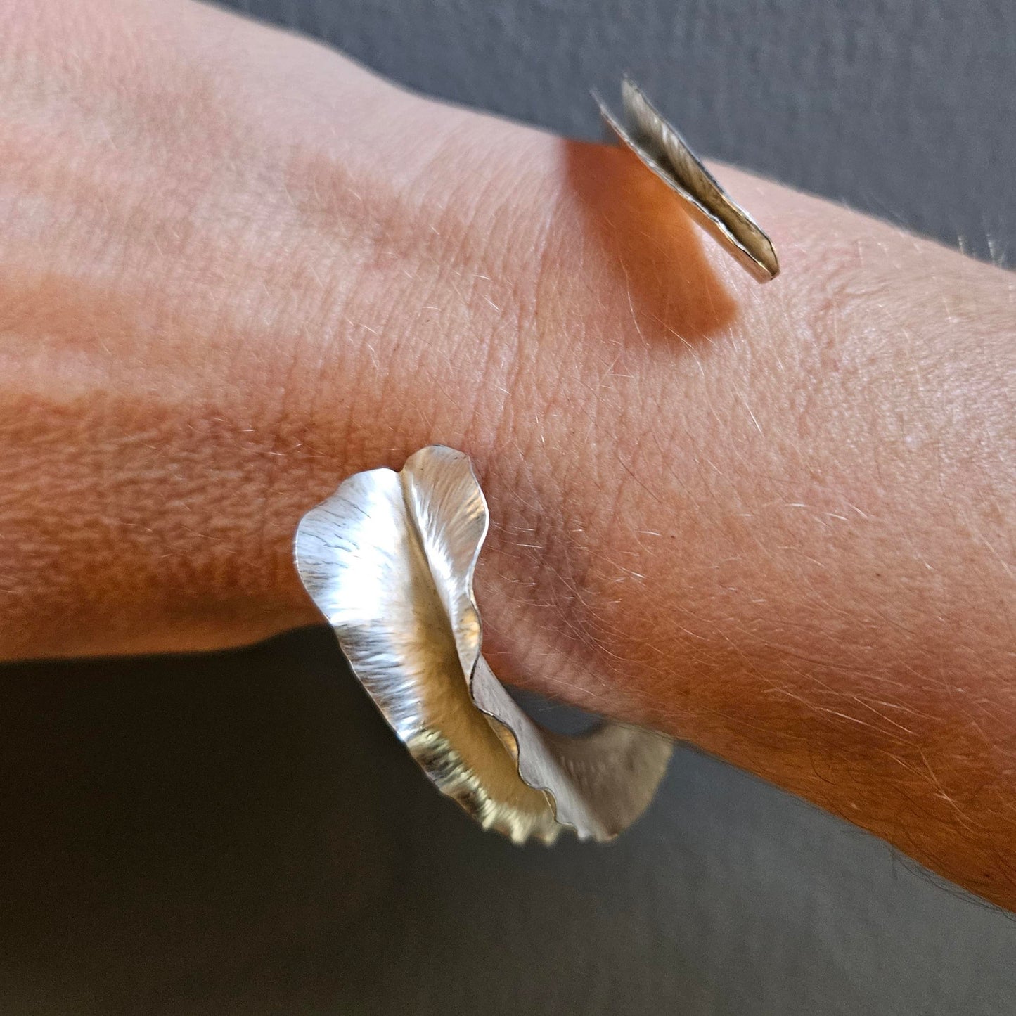 MA Ltd Silver 'Autumn Leaf' Open Bangle