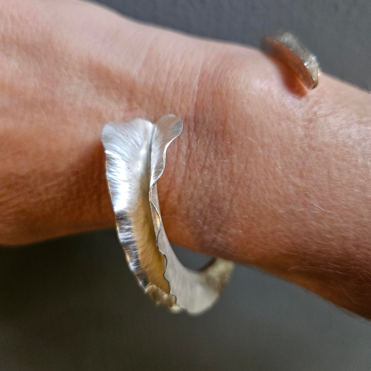 MA Ltd Silver 'Autumn Leaf' Open Bangle