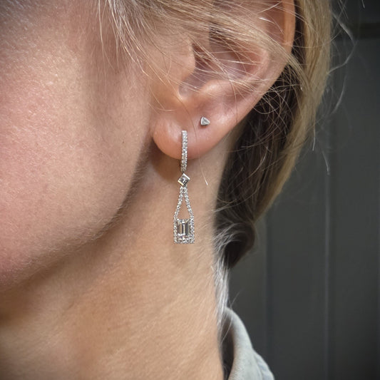 SOLEY 18ct White Gold Art Deco Style Diamond Drop Earrings