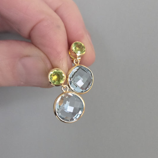 POMEGRANATE Yellow Gold Plated Silver 'Polka Dot' Stud Earrings