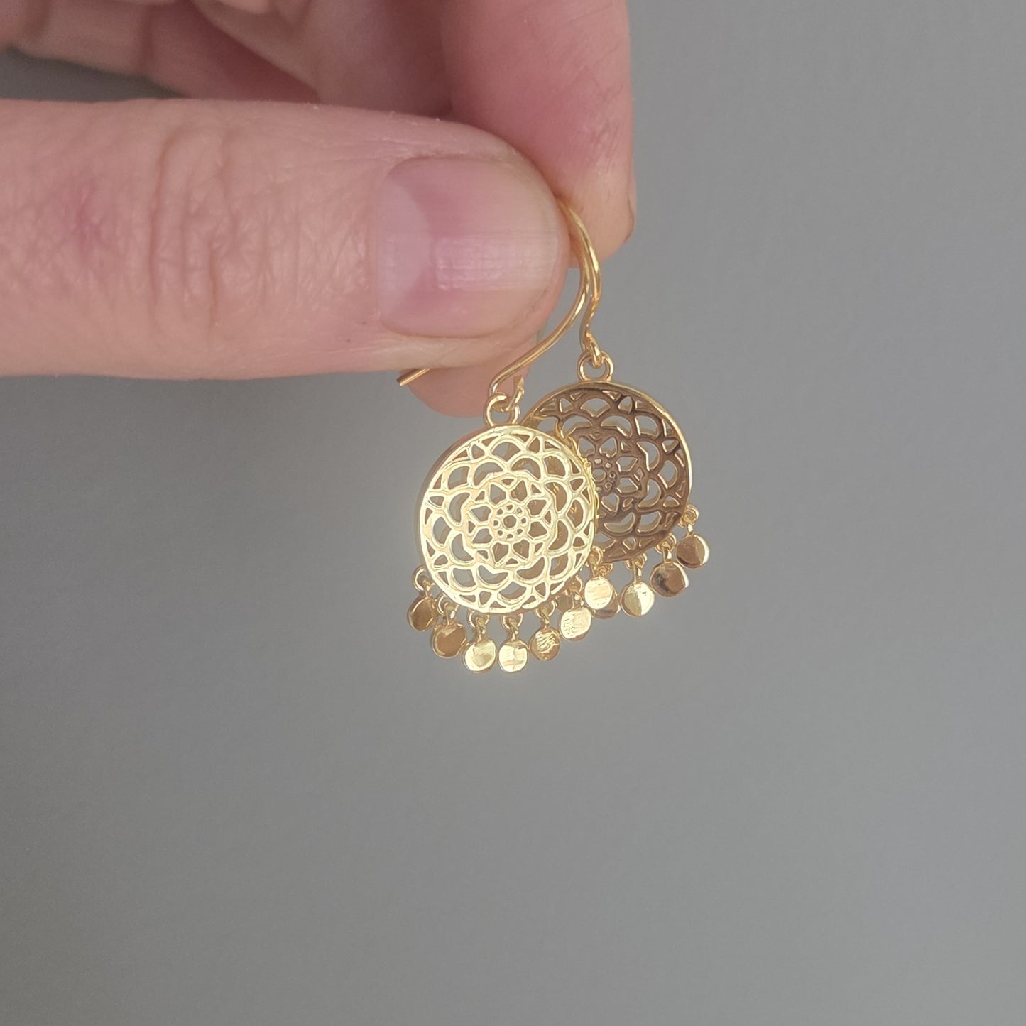 POMEGRANATE Yellow Gold Plated or Silver 'Talisman' Drop Earrings