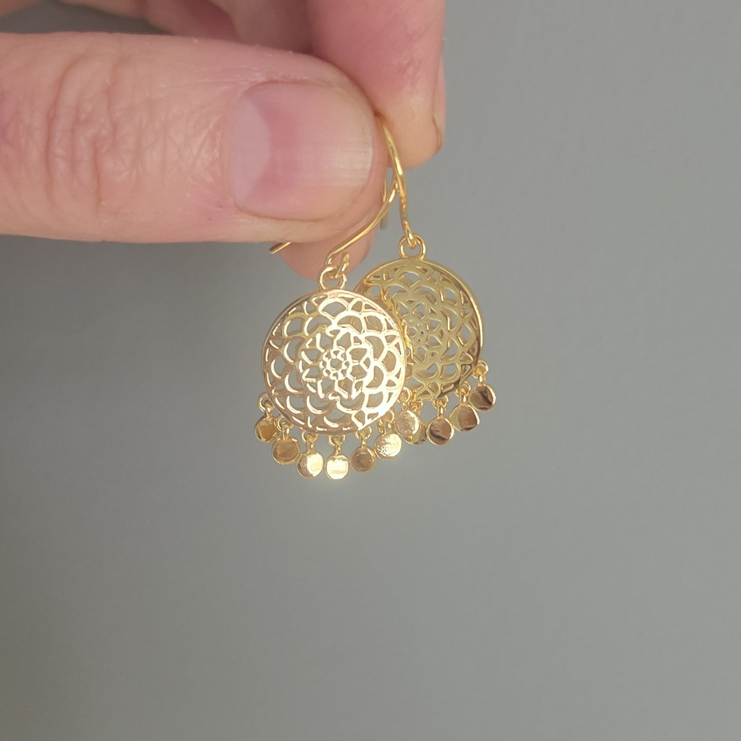 POMEGRANATE Yellow Gold Plated or Silver 'Talisman' Drop Earrings