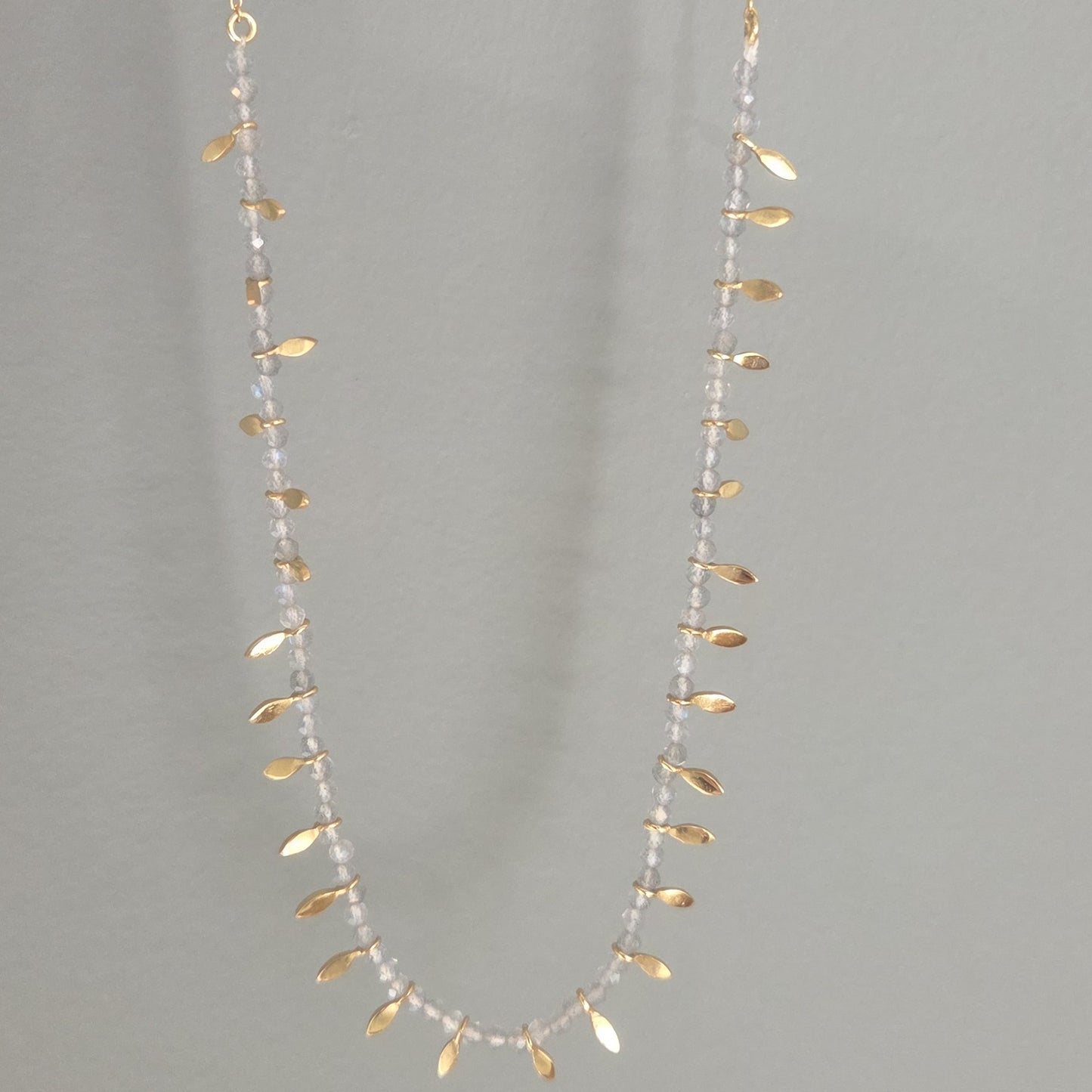 POMEGRANATE Yellow Gold Plated Silver 'Leaf Charm' Necklace