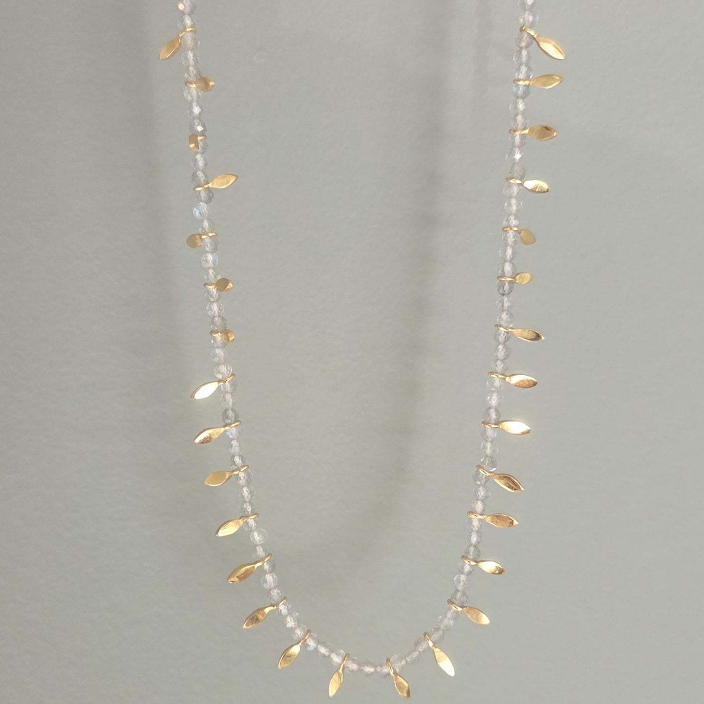 POMEGRANATE Yellow Gold Plated Silver 'Leaf Charm' Necklace