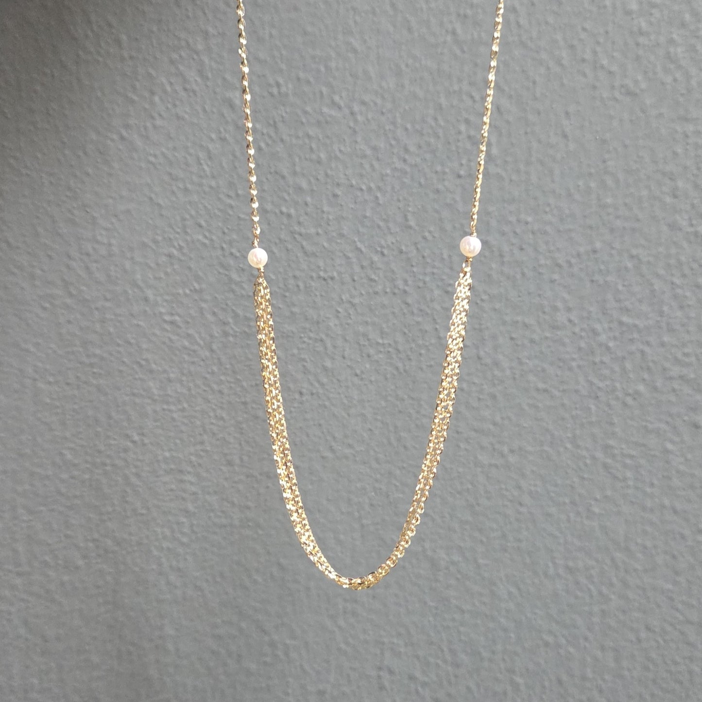SAN Yellow Gold Plated Silver & 'Pearl Triple' Chain Necklace