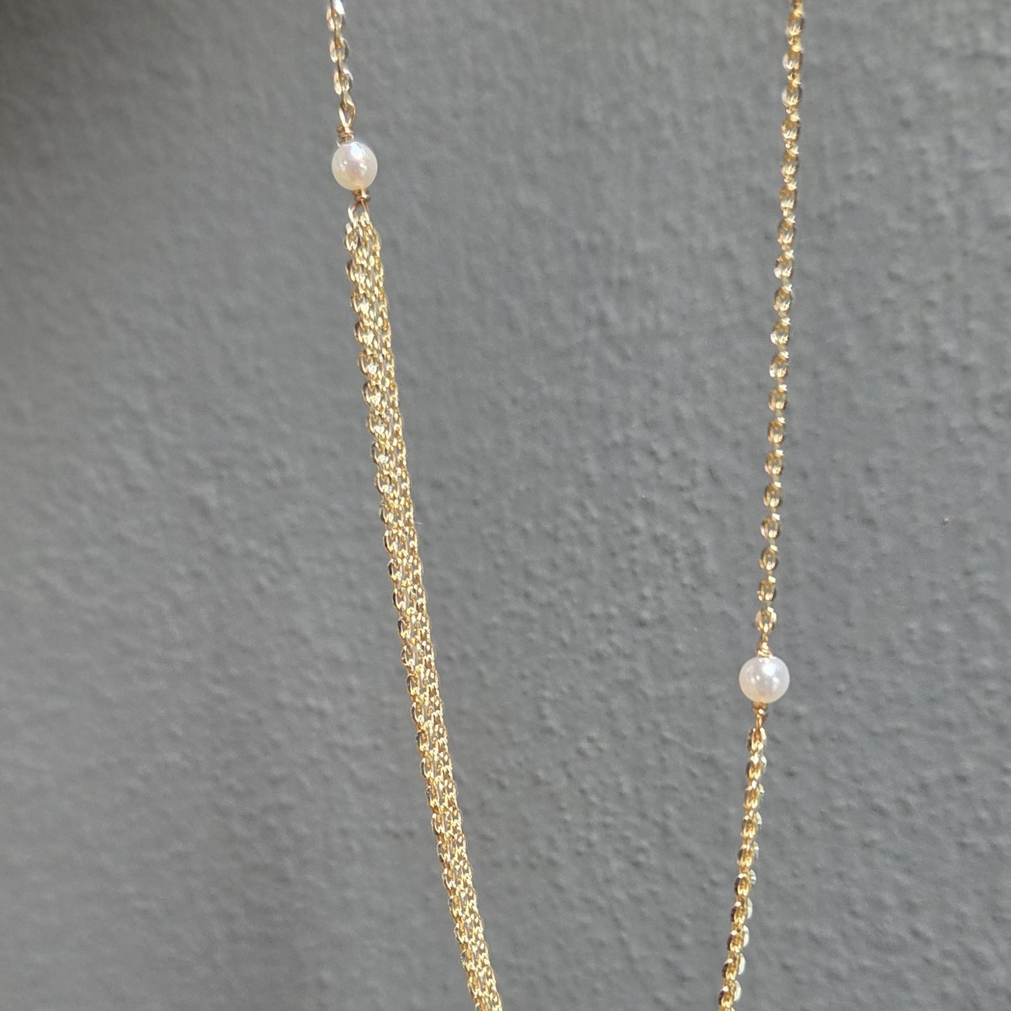 SAN Yellow Gold Plated Silver & 'Pearl Triple' Chain Necklace