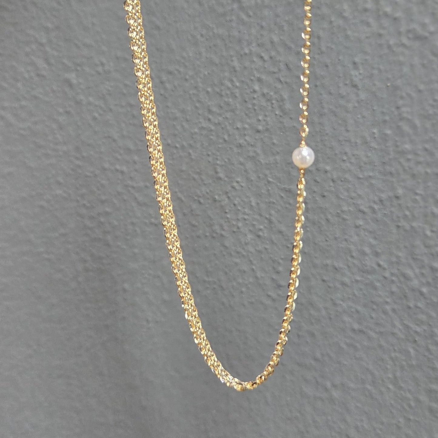 SAN Yellow Gold Plated Silver & 'Pearl Triple' Chain Necklace