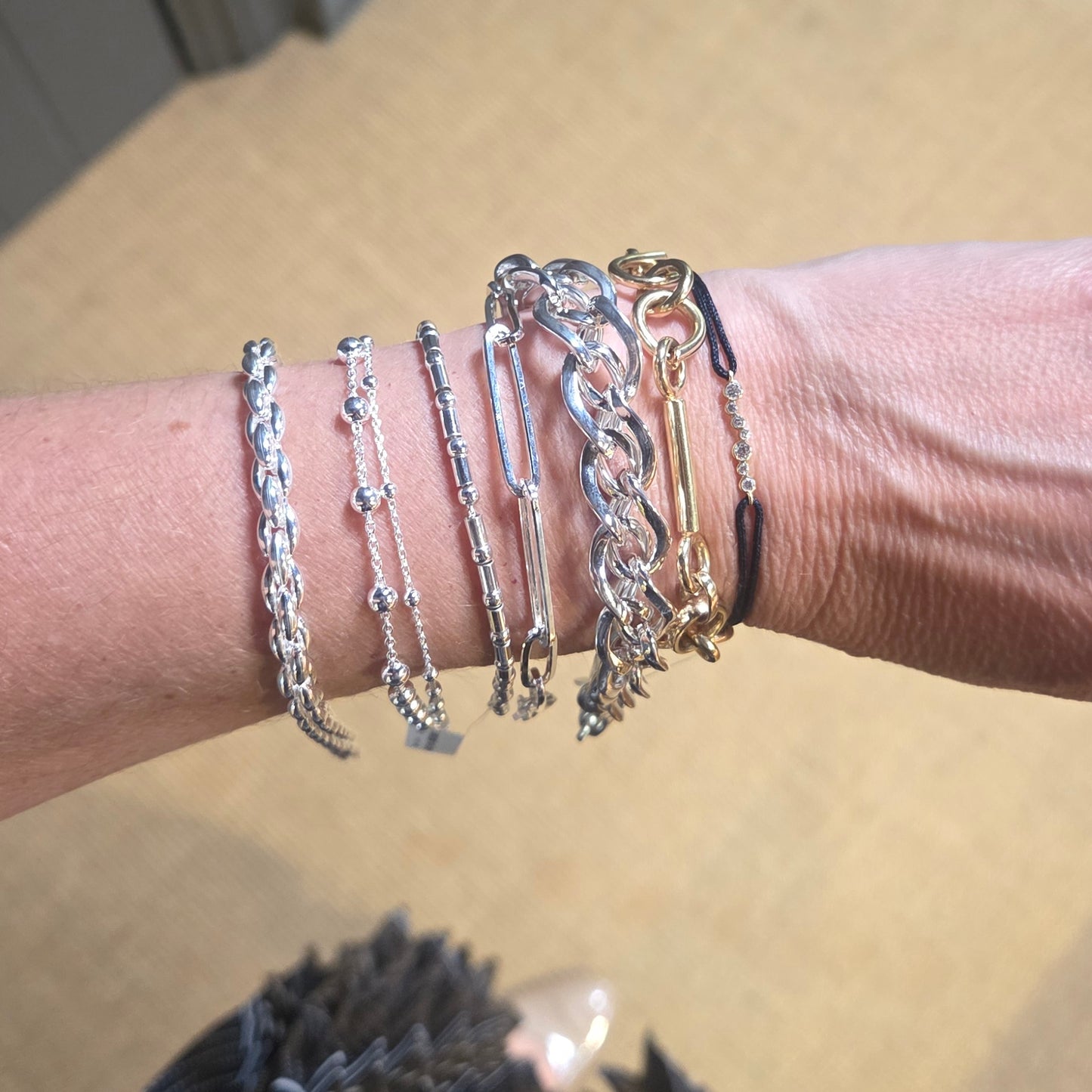 QUINN Silver 'Long Paperclip' Bracelet