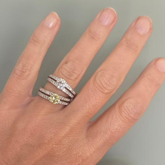 SOLEY Platinum Fancy Yellow Diamond 'SplitShank' Ring