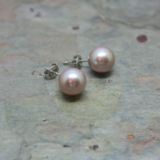 RAW 9ct White Gold Pearl Stud Earrings