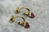 HOPKINS 18ct Yellow Gold 'Heart' Half Hoops with Rubellite