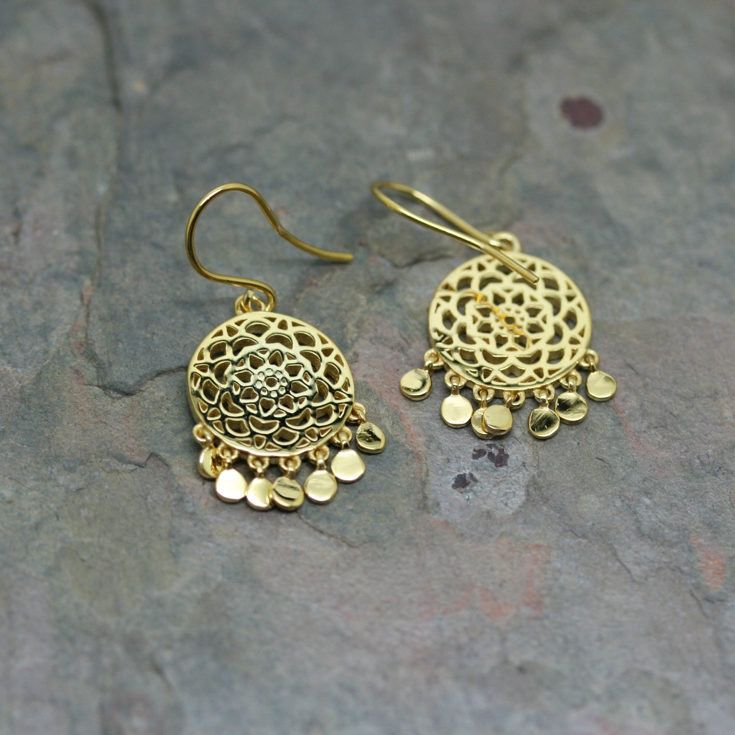 POMEGRANATE Yellow Gold Plated or Silver 'Talisman' Drop Earrings