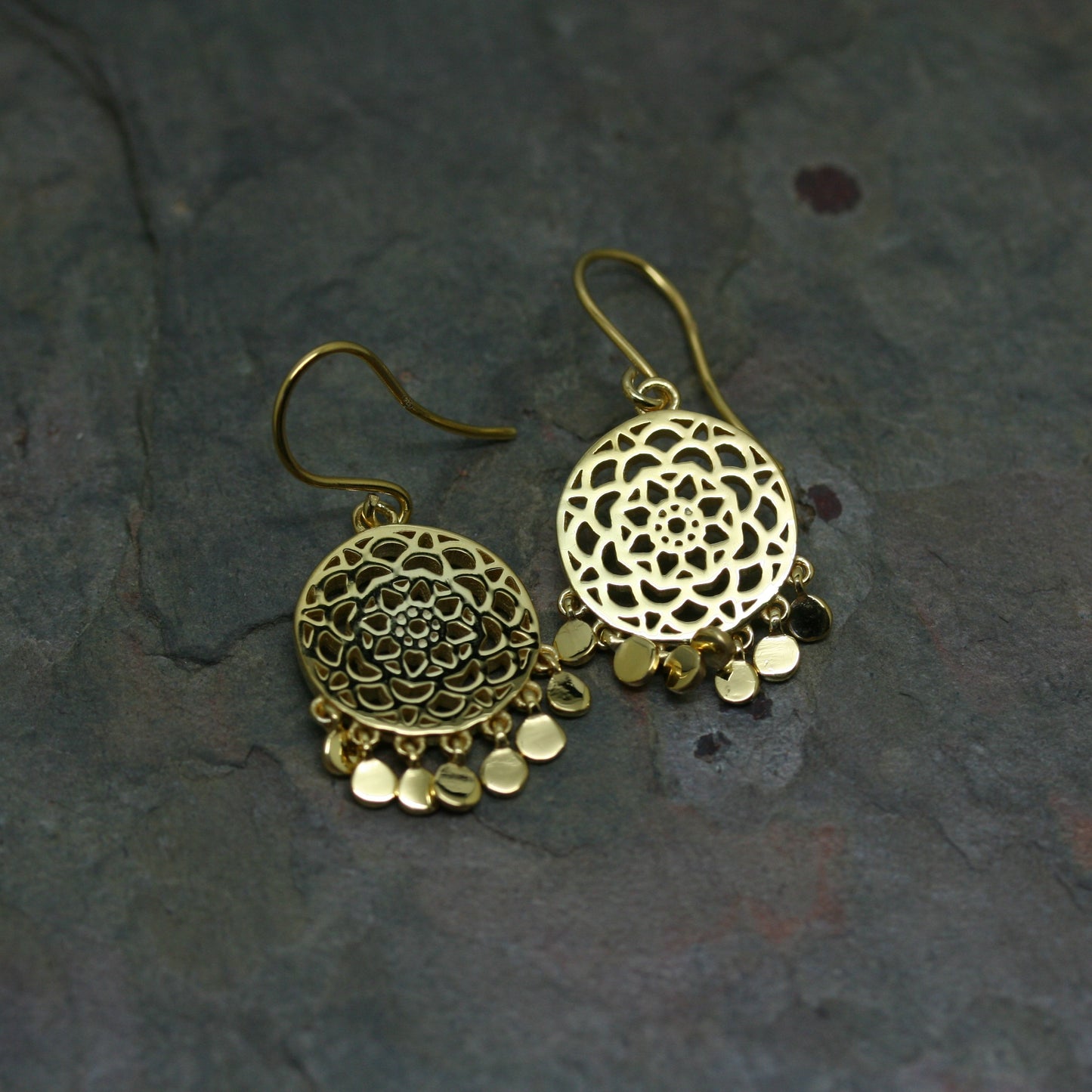 POMEGRANATE Yellow Gold Plated or Silver 'Talisman' Drop Earrings