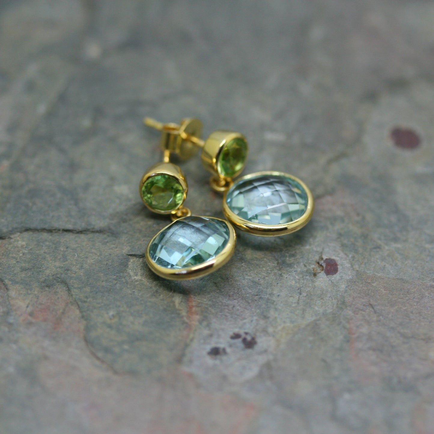 POMEGRANATE Yellow Gold Plated Silver 'Polka Dot' Stud Earrings