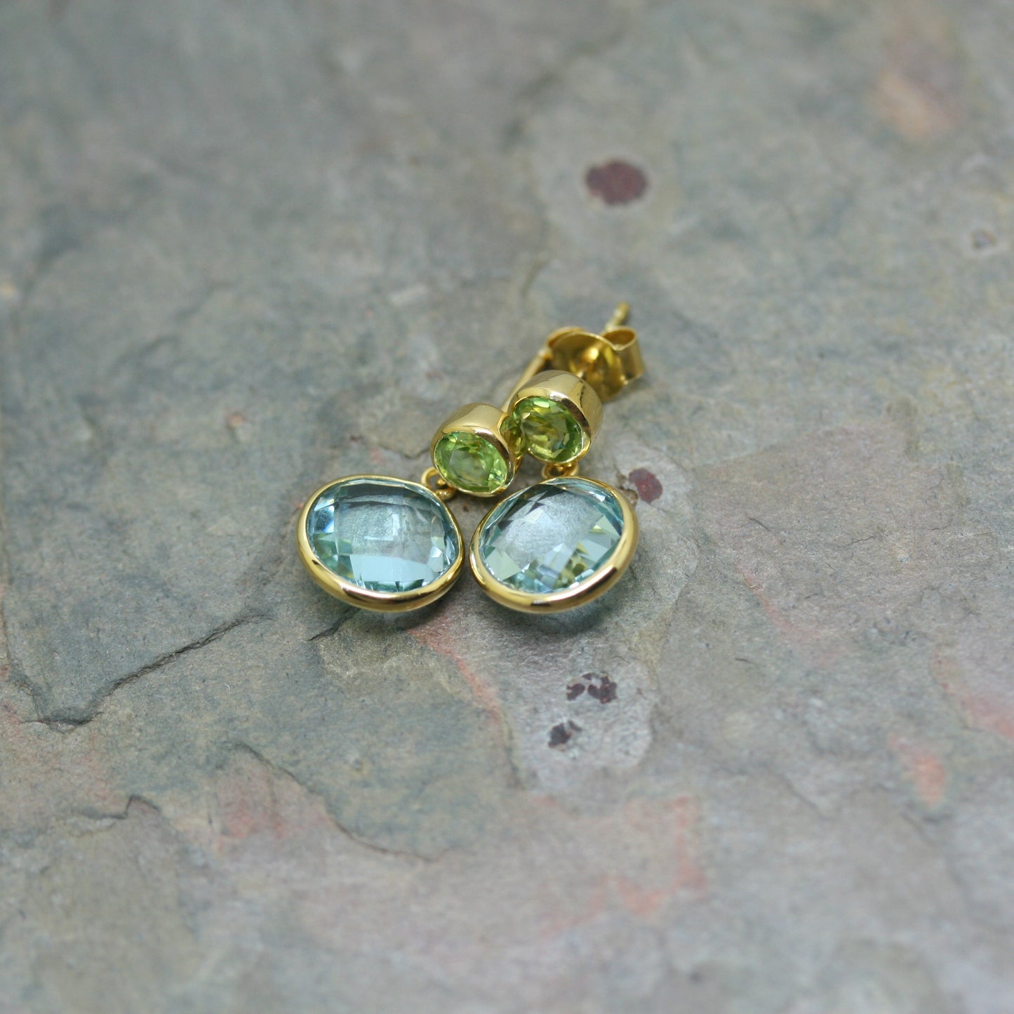POMEGRANATE Yellow Gold Plated Silver 'Polka Dot' Stud Earrings